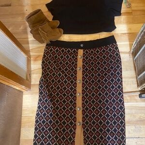 Beautiful Plus Size Curated outfit. Edgy skirt/shirt and boots.